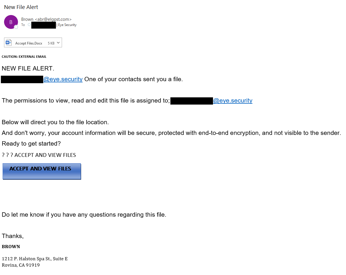 1st email Microsoft Attack Simulator Eye Security